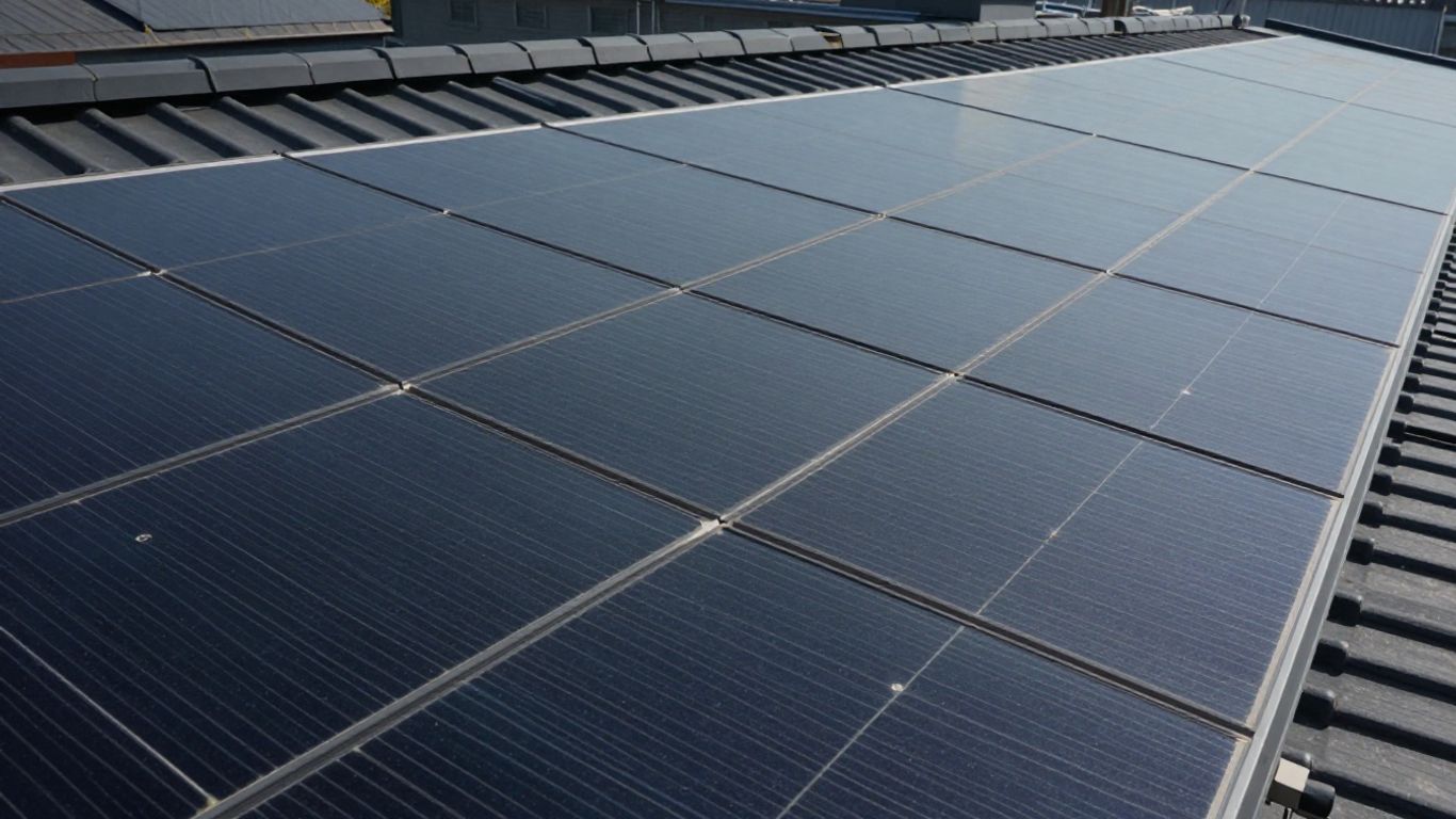 Tuiles solaires photovoltaïques intégrées sur une toiture.