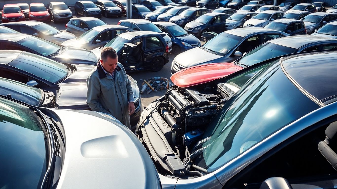 Subaru wreckers yard with car parts