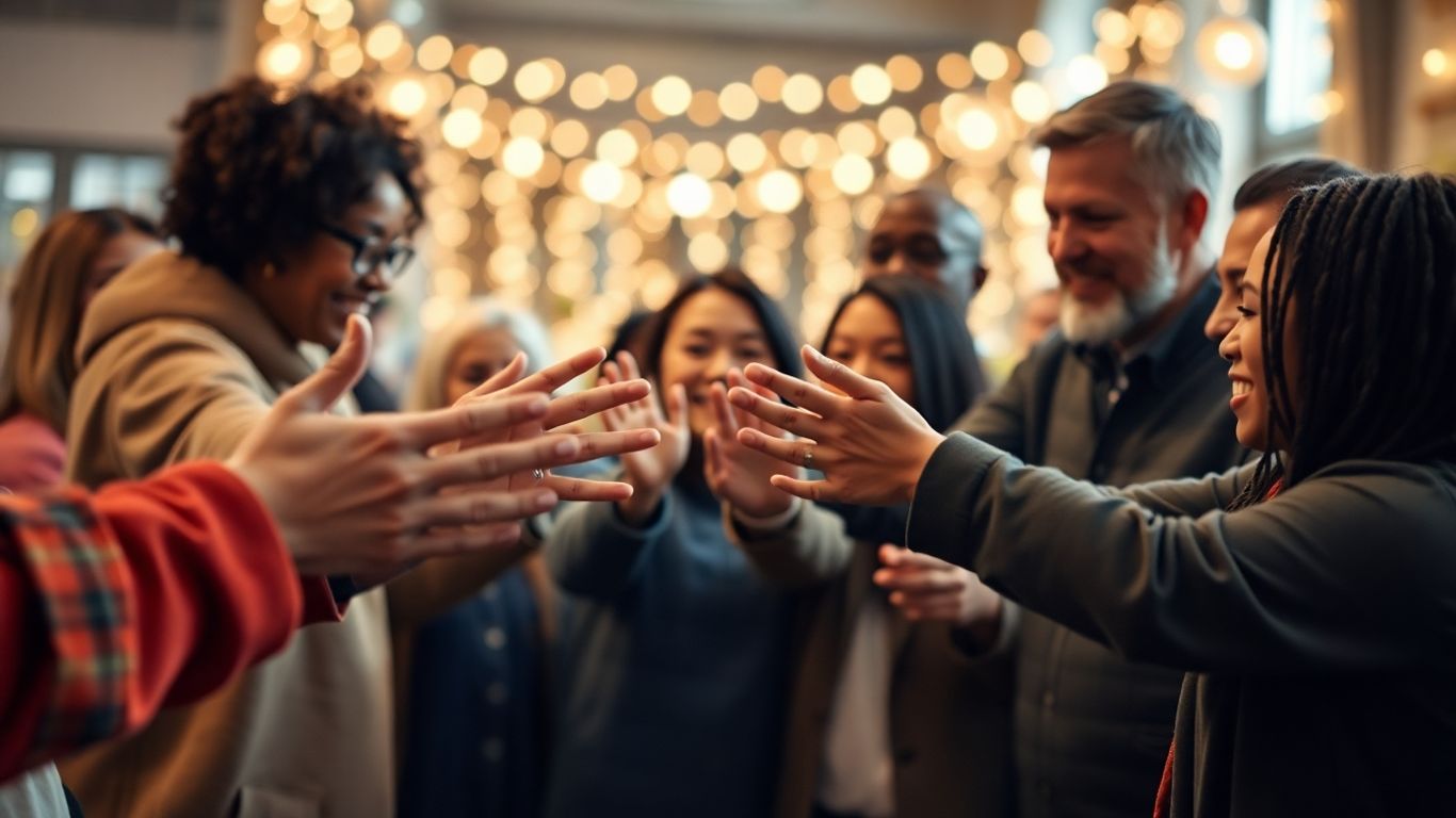 Community members connecting and supporting each other during holidays.