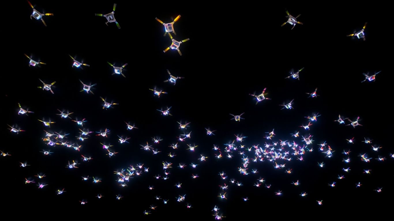 Pertunjukan drone Indonesia di malam hari
