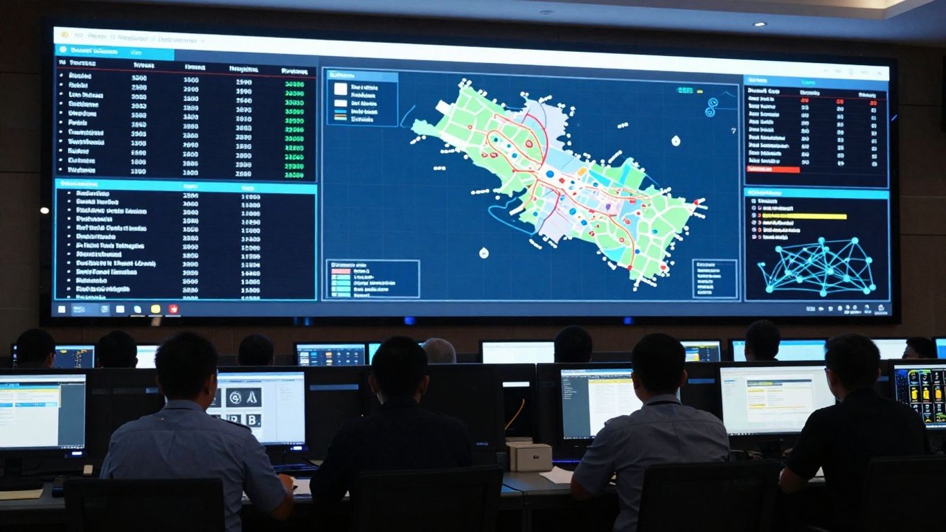 Digital security operations center monitoring Bali.