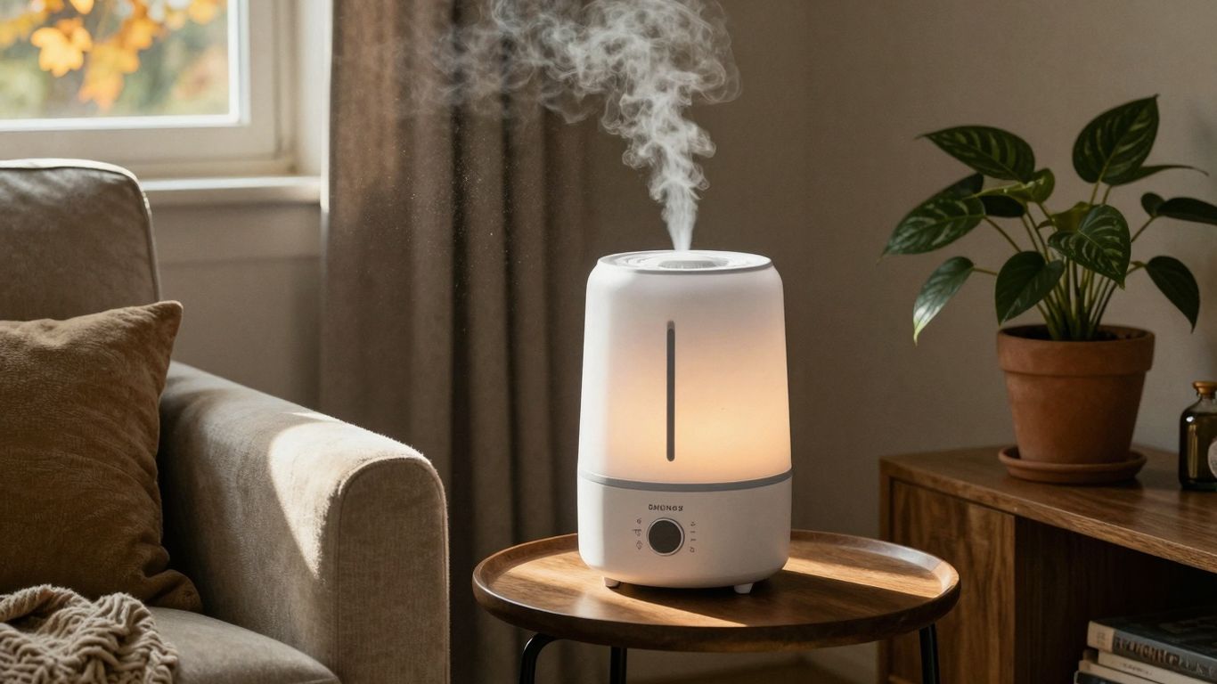 Luftbefeuchter im Herbstlicht im Wohnzimmer