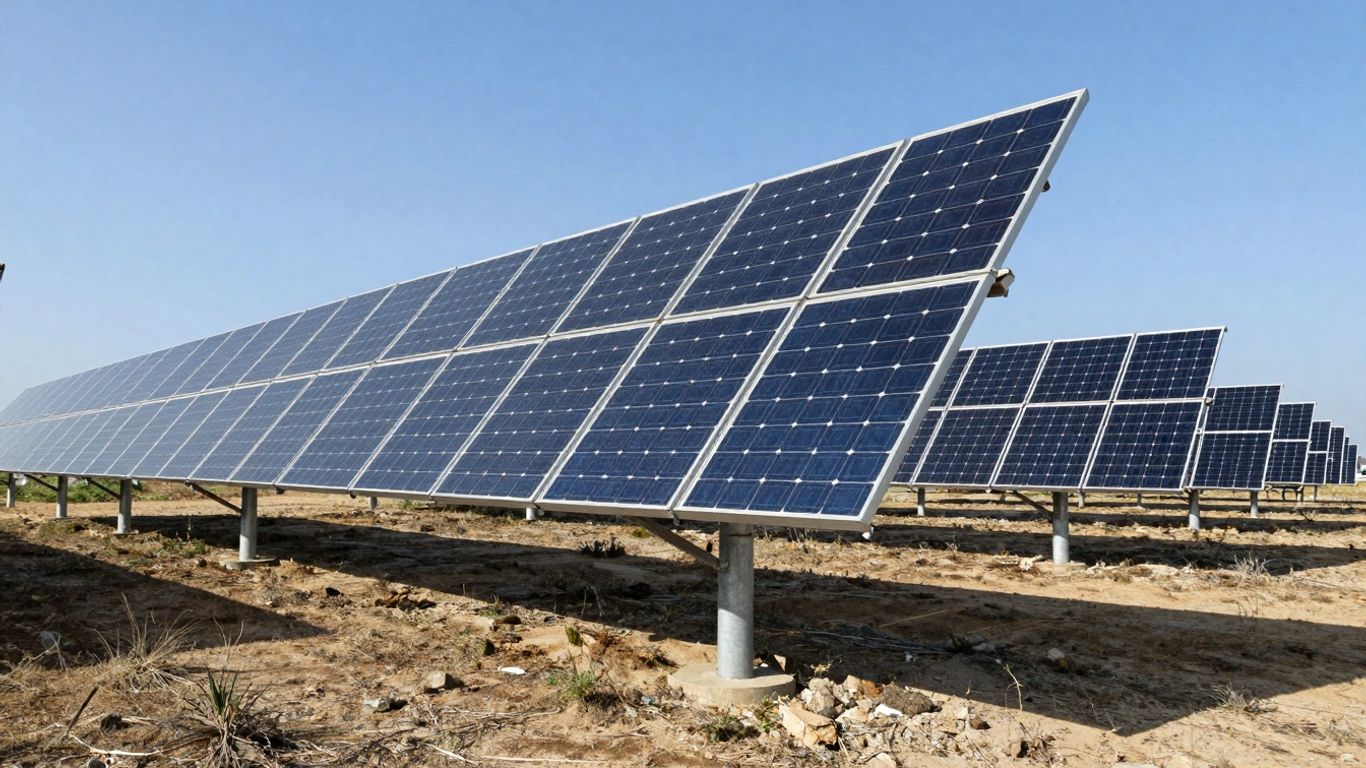 Panneaux solaires photovoltaïques dans un paysage ensoleillé.