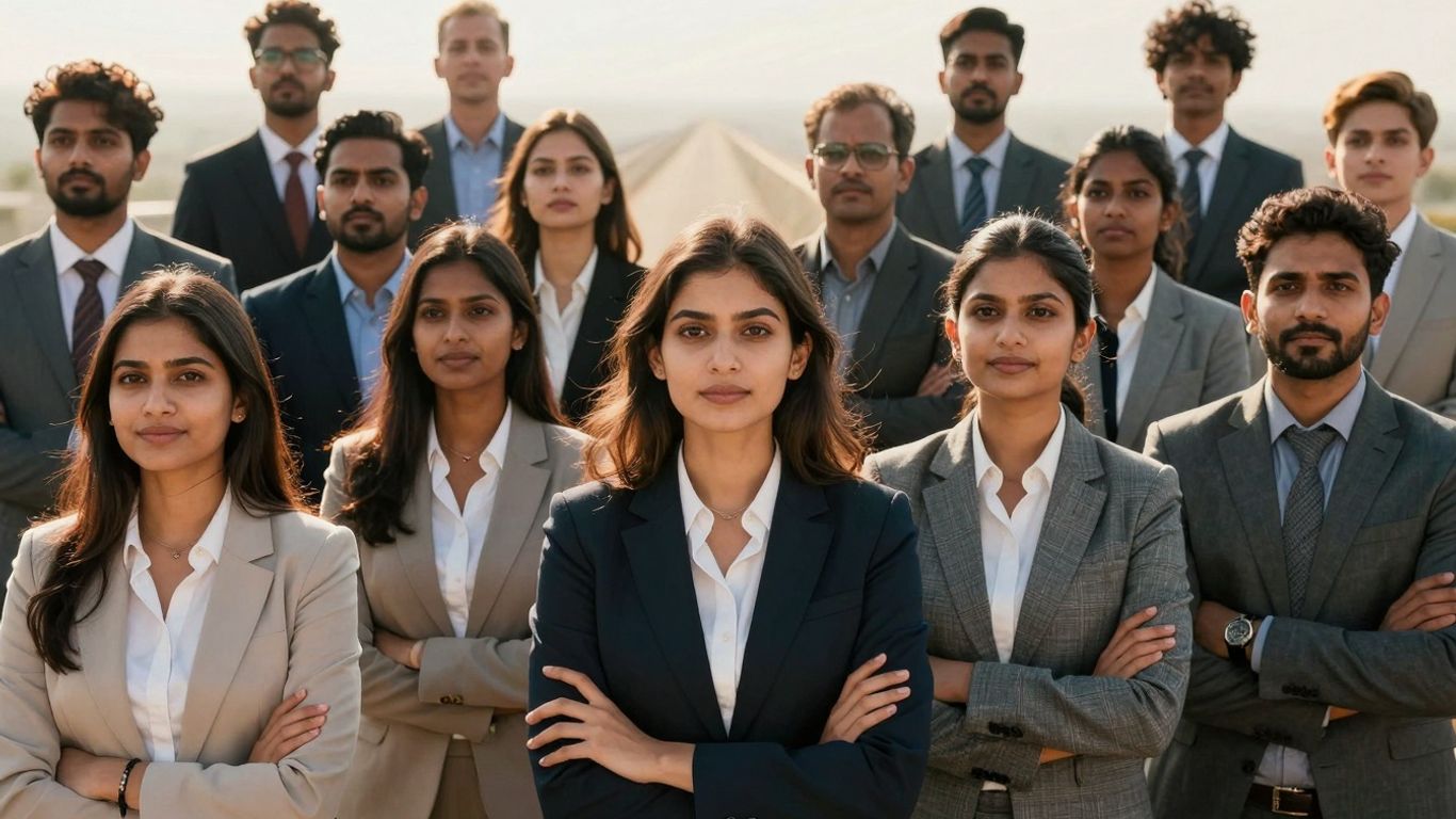 Motivated entrepreneurs looking towards a bright future opportunity.