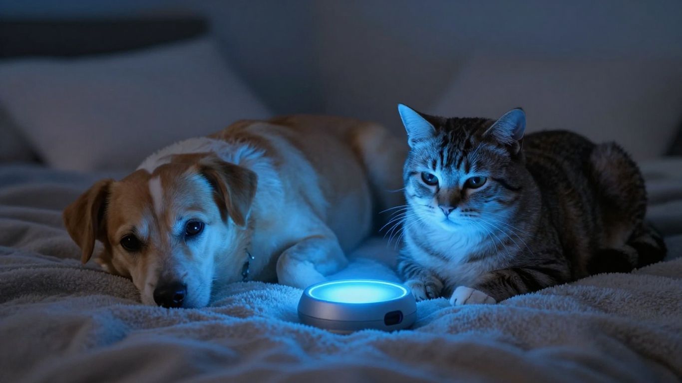 Pets receiving PEMF therapy, looking relaxed and comfortable.