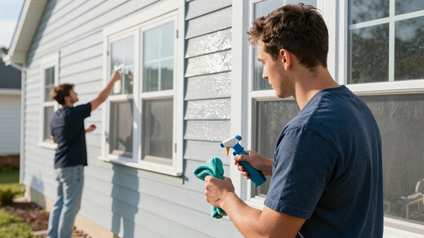 Sparkling clean house exterior after professional cleaning.