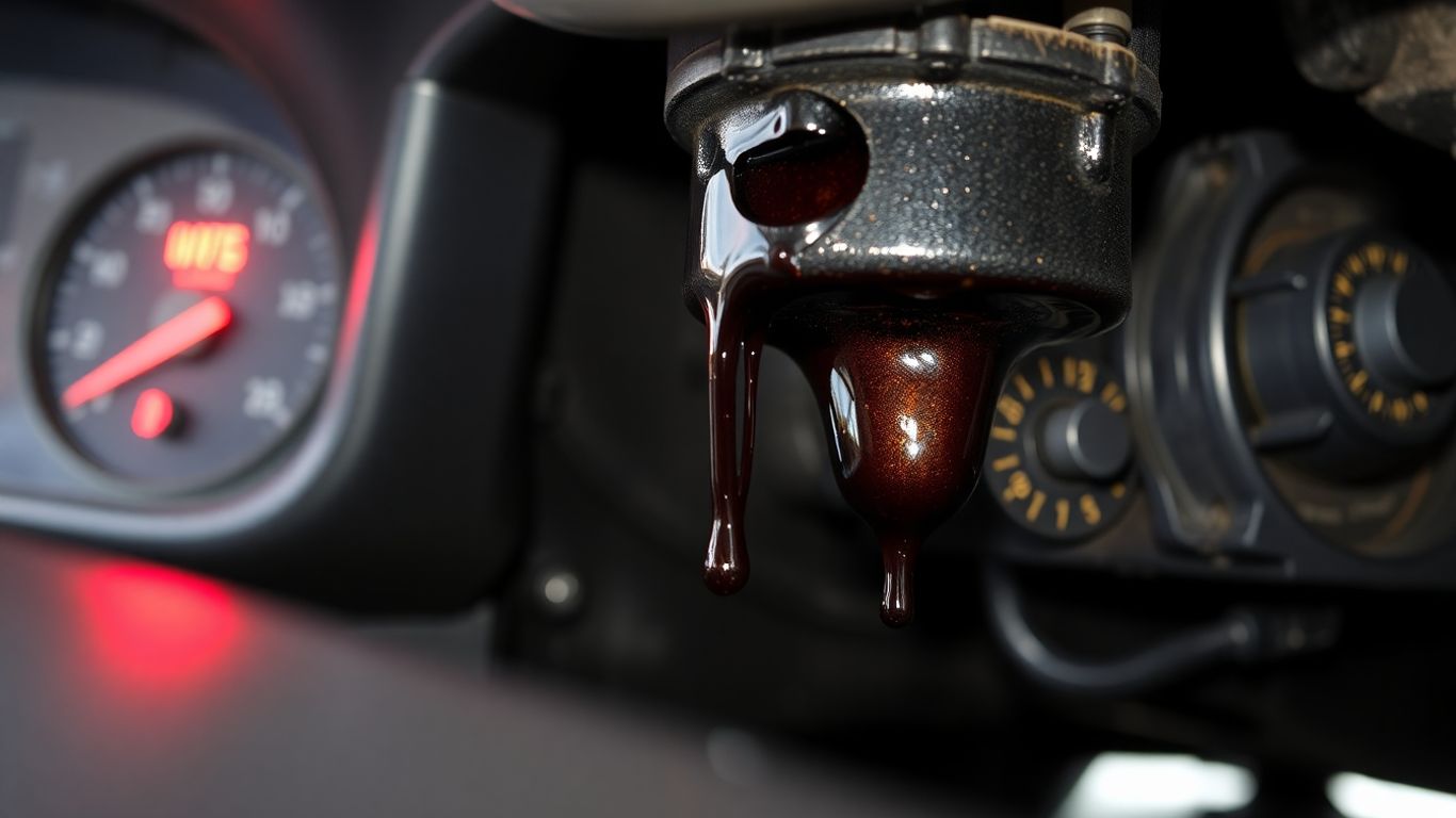 Car gearbox leak and dashboard warning light.