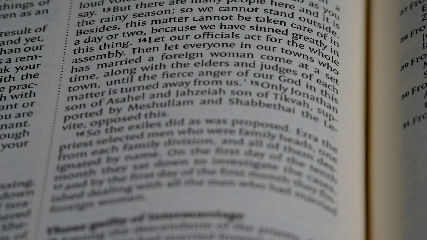 a close up of an open book with words on it