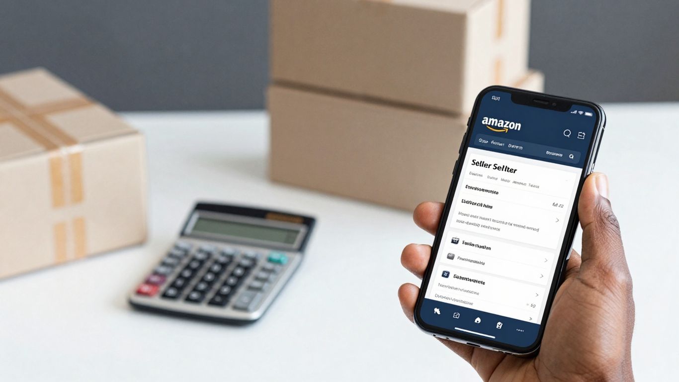 Amazon FBM seller dashboard on a smartphone.