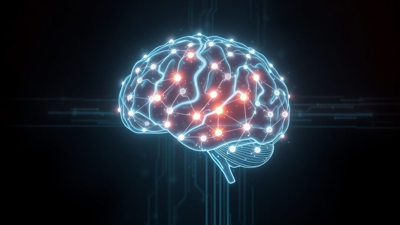 Futuristic AI brain infographic