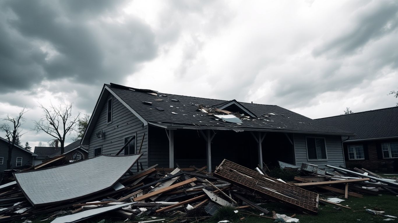 Casa dañada por tormenta, seguro de hogar.