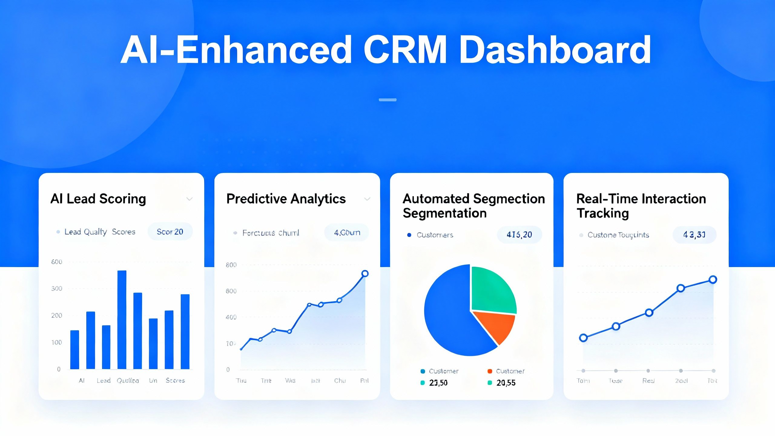 Una vista de panel de varias funciones de CRM mejoradas por IA funcionando sin problemas