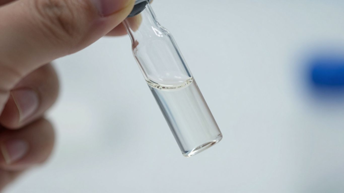 Clear liquid in a vial