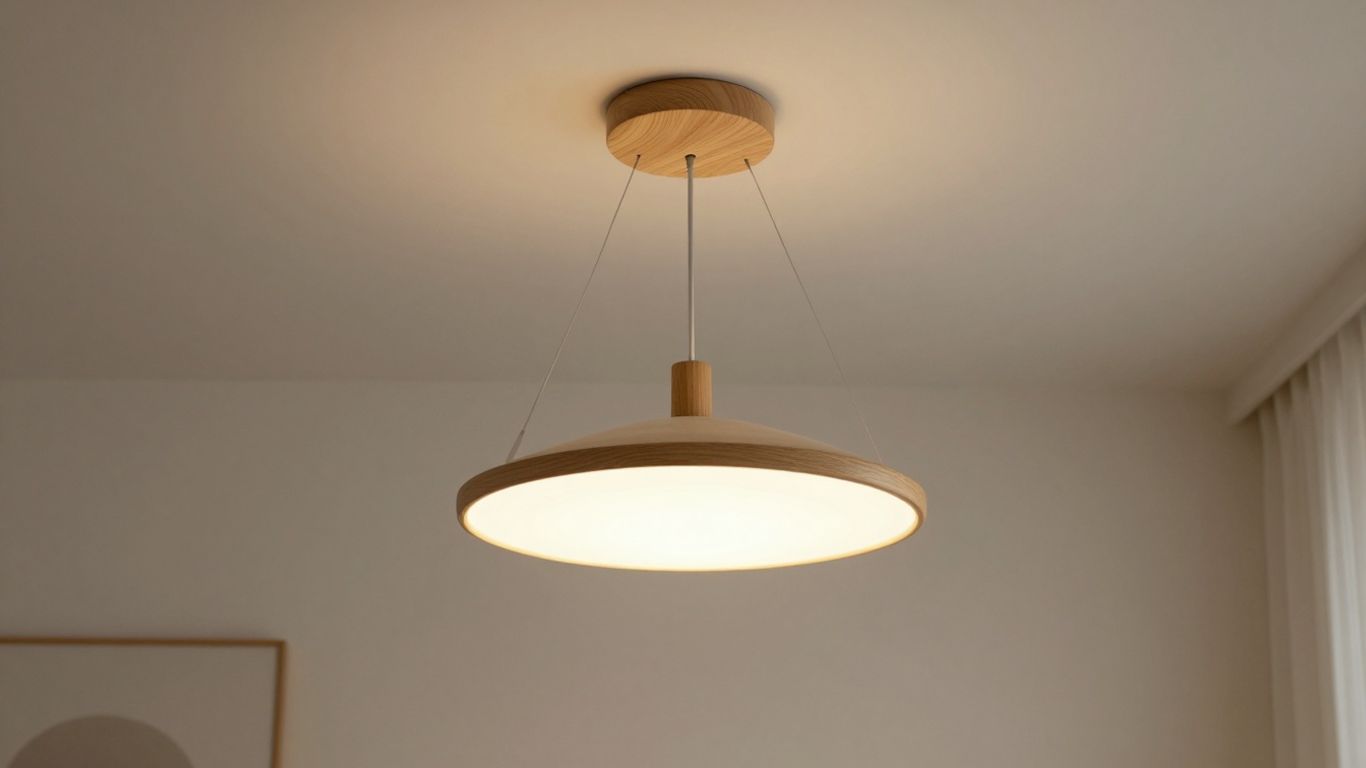 Minimalistische Japandi Deckenleuchte mit Holzdetails