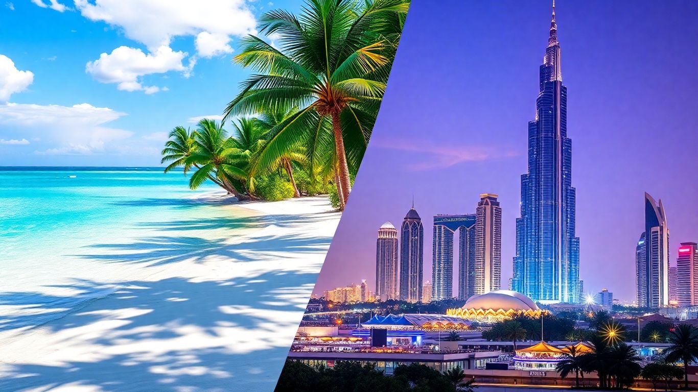Phuket beach paradise meets Dubai's glittering city skyline.
