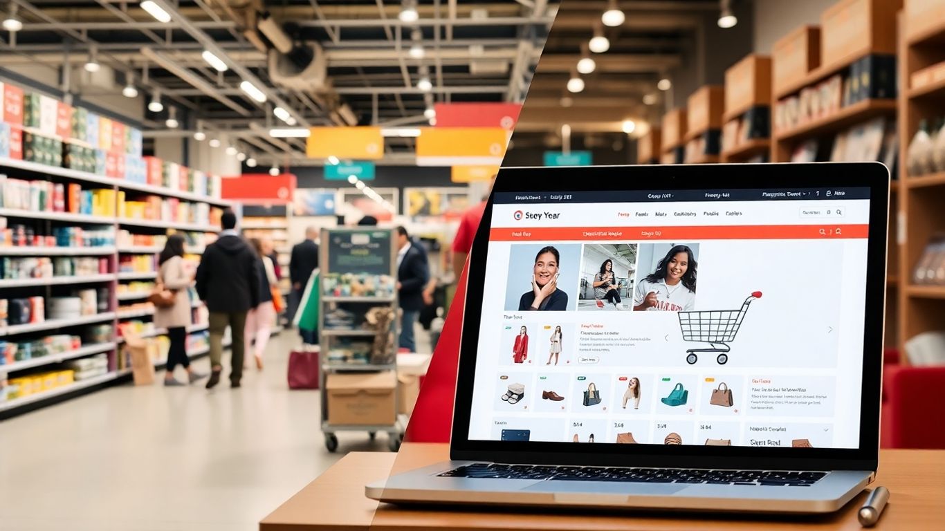 E-commerce website versus retail store comparison