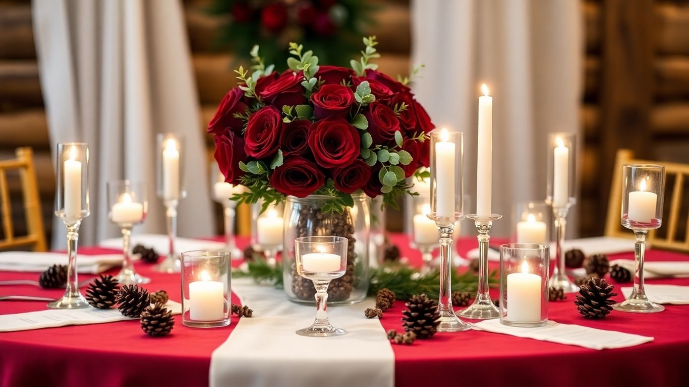 Cozy fall and winter wedding reception table decor