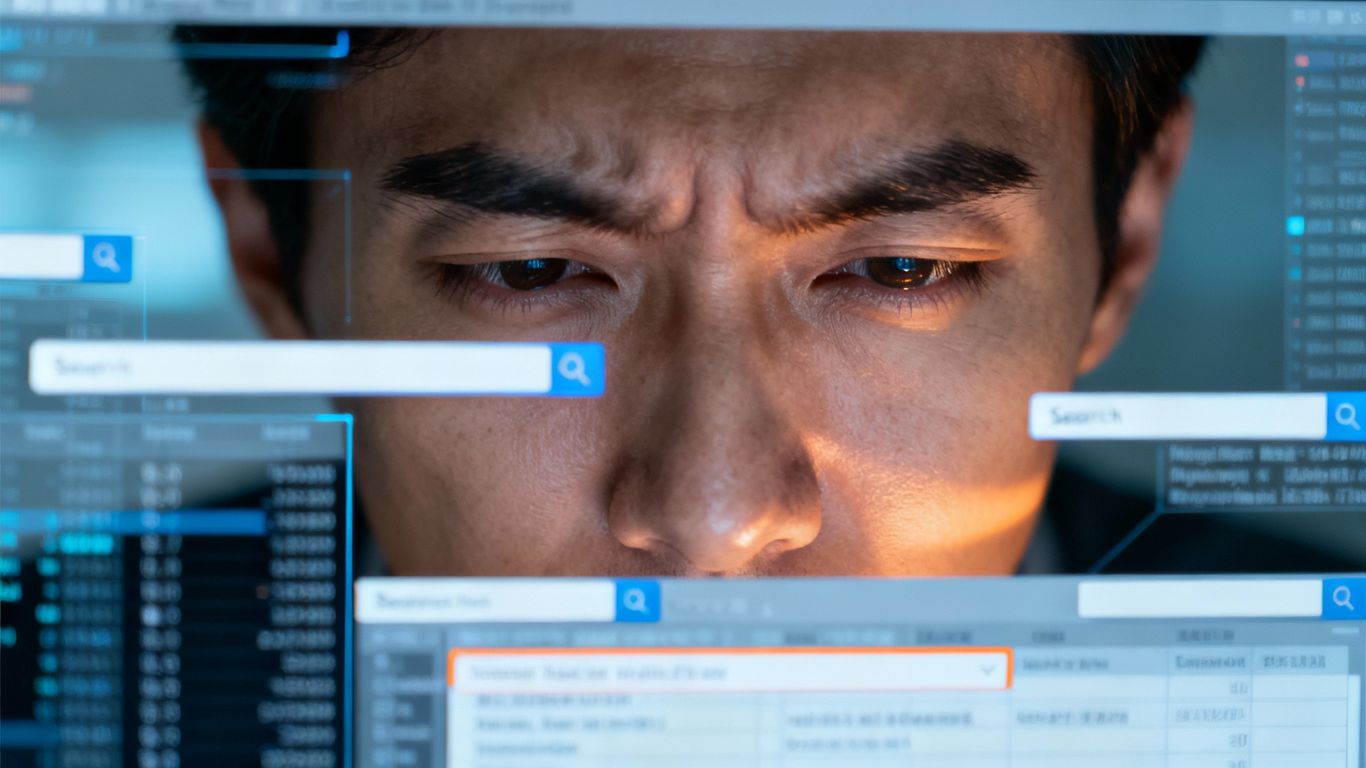 SEO expert conducting keyword research on a computer.