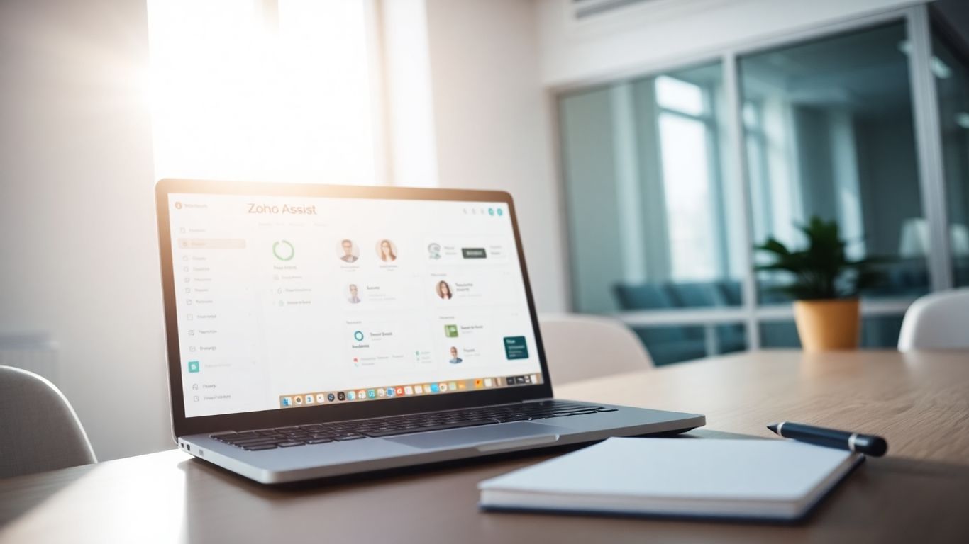 Zoho Assist software on a laptop screen.