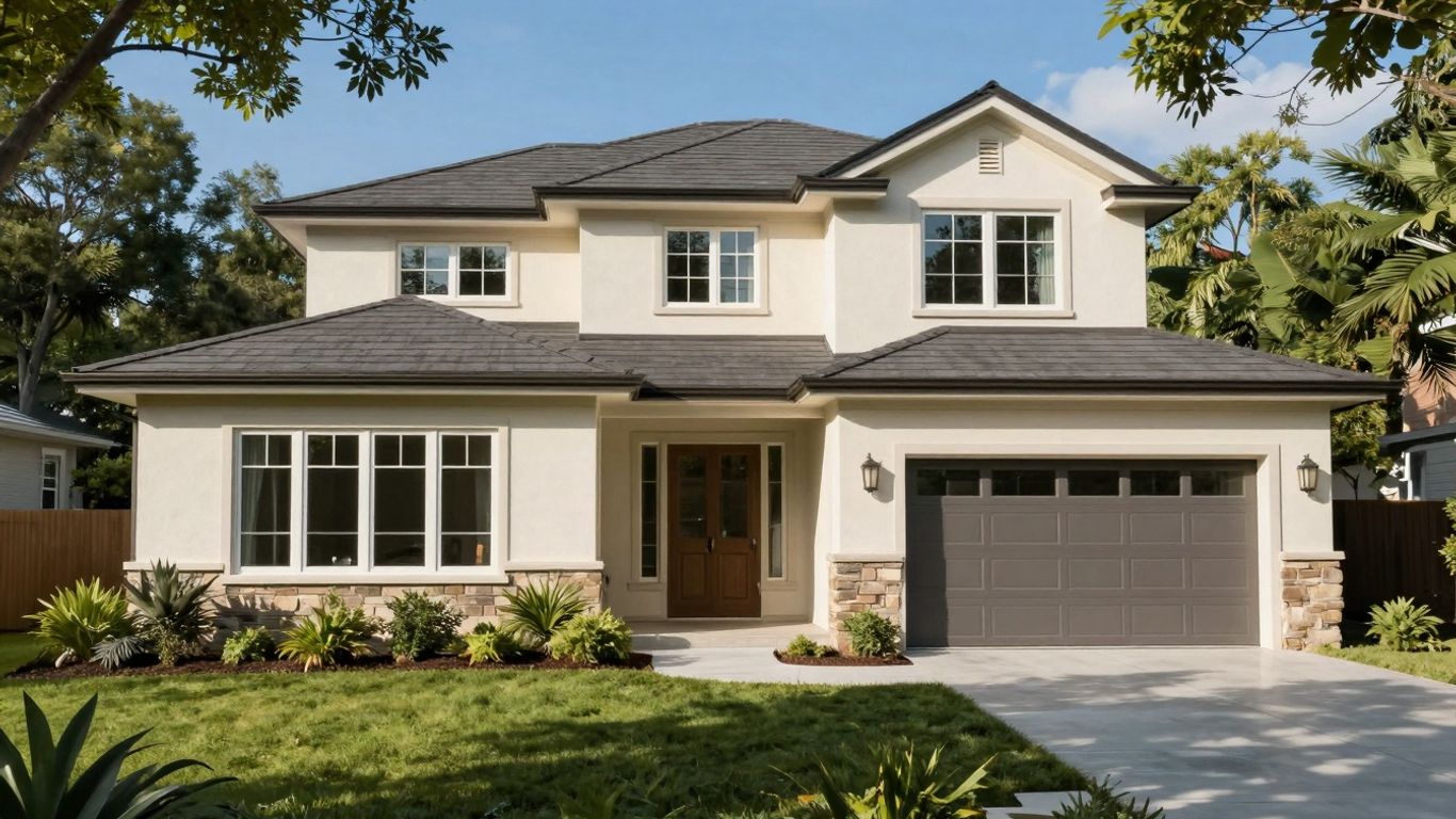 Casa moderna protegida con seguro de hogar todo riesgo.