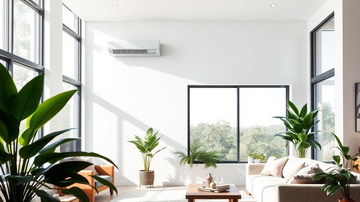 Maison passive avec VMC moderne et plantes vertes.