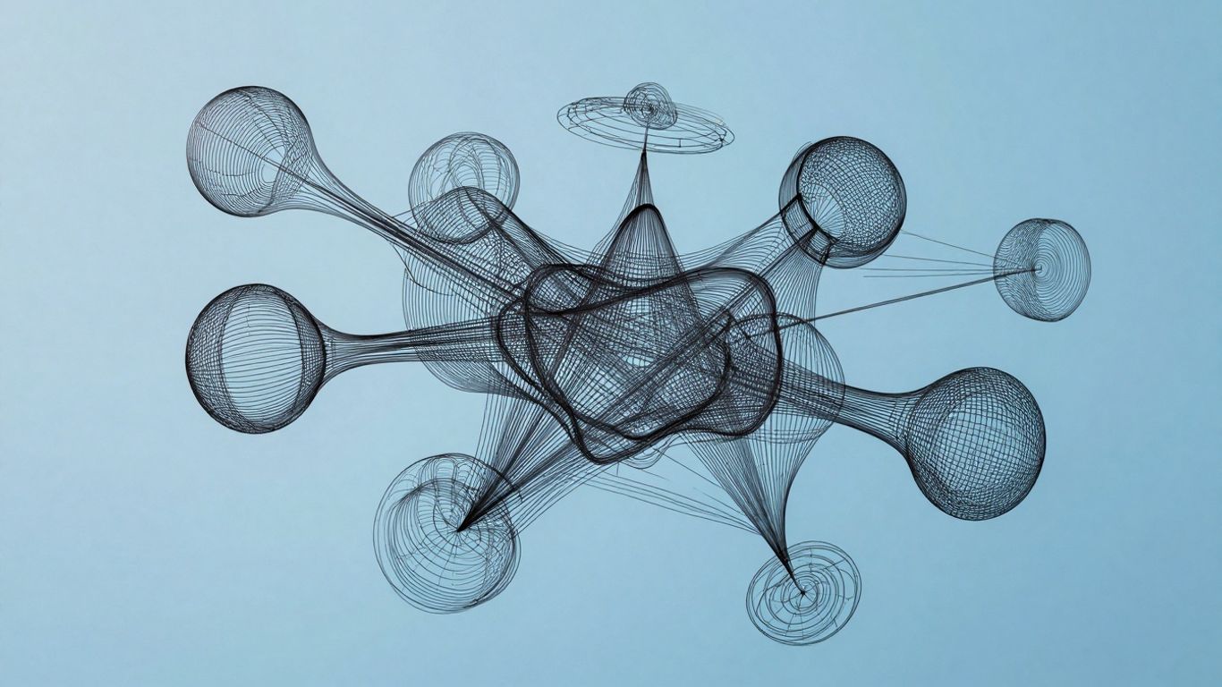 Estructura de datos abstracta con líneas interconectadas.
