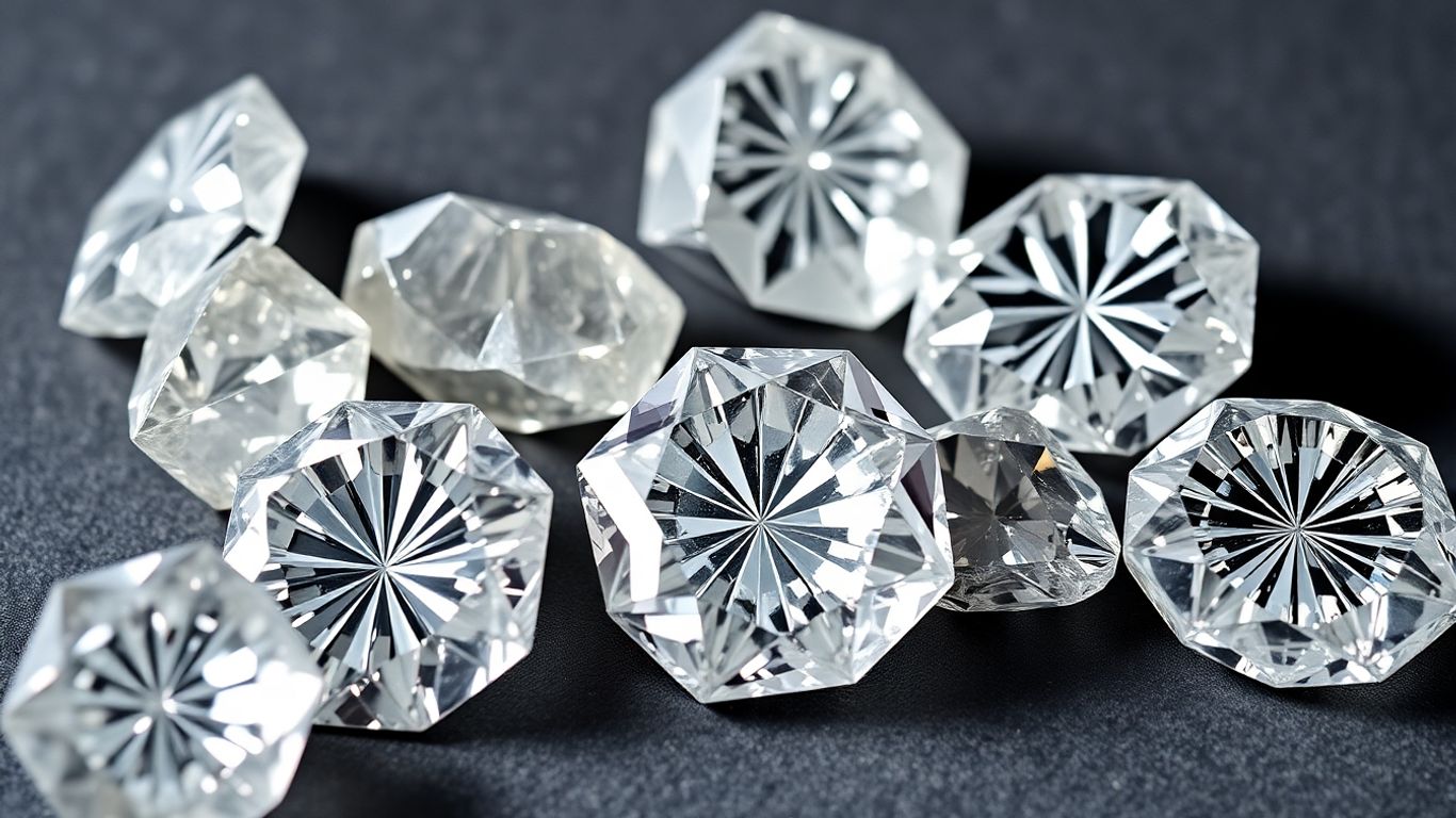 Raw uncut diamonds with natural facets and brilliance.