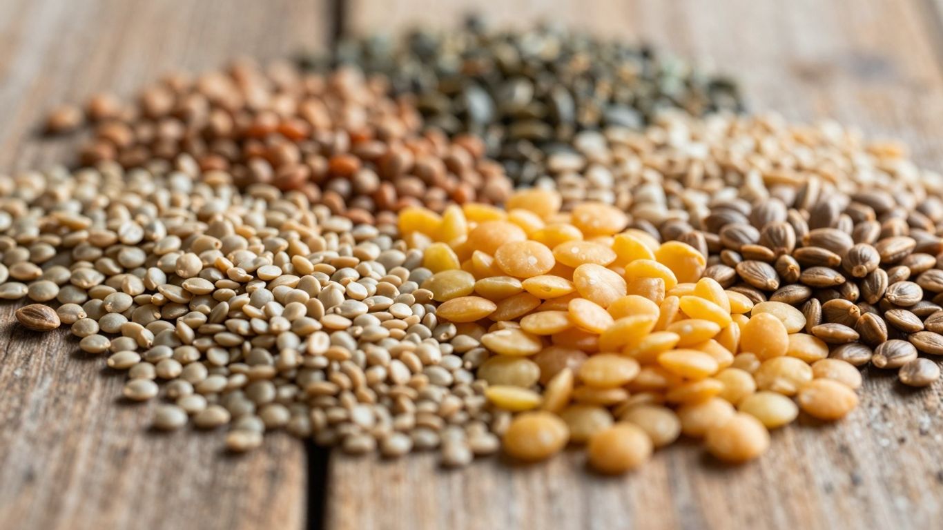 Verschiedene alte Samen auf Holzoberfläche, nahaufnahme