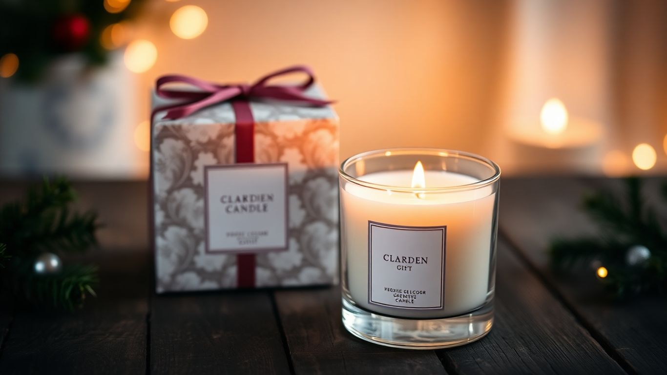 Elegant scented candle with a warm, flickering flame.