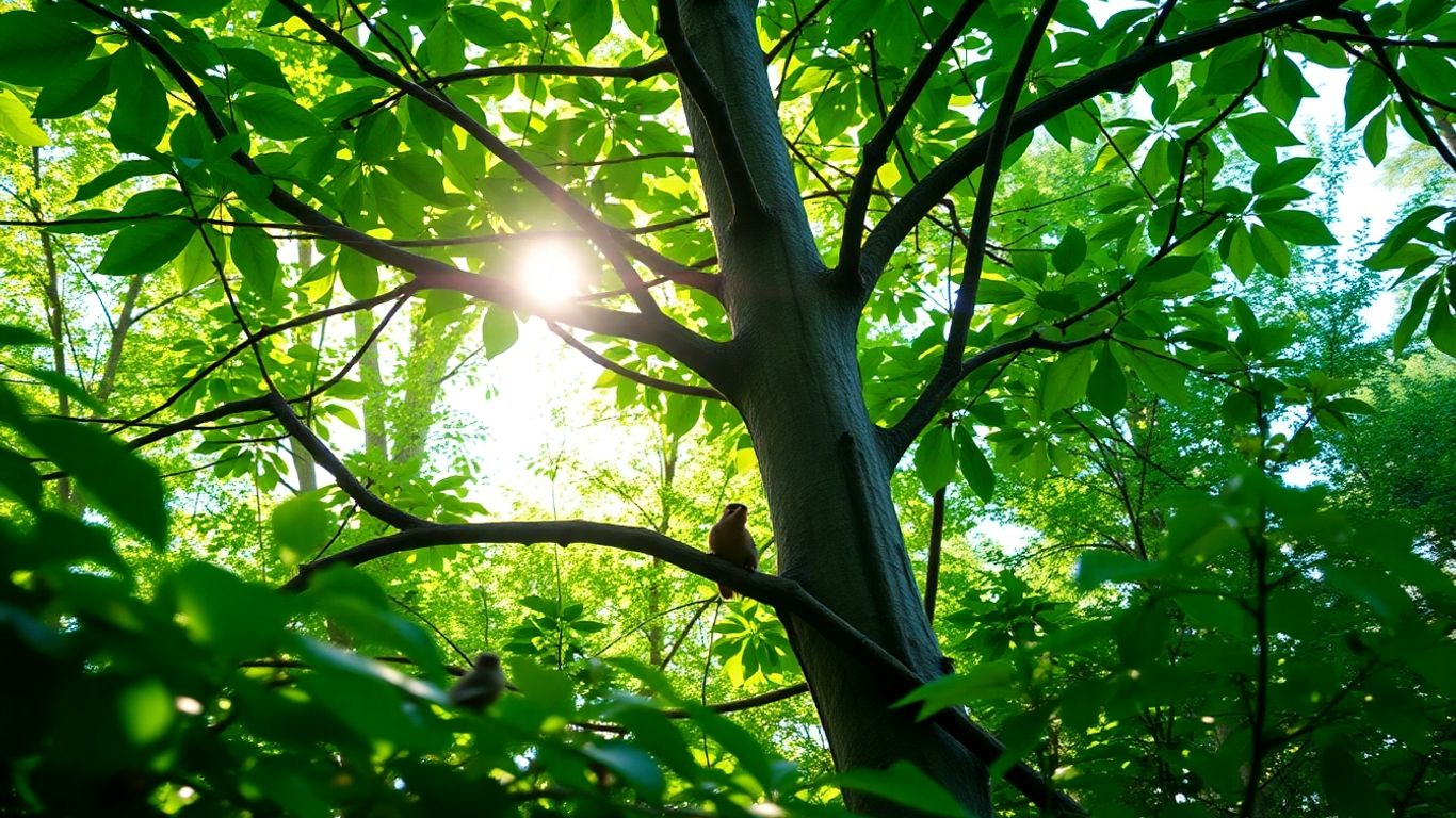 Pruned trees creating wildlife habitat with food and shelter.