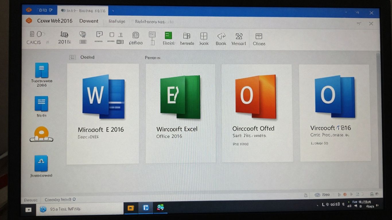 Interfaz de Office 2016 en pantalla de computadora