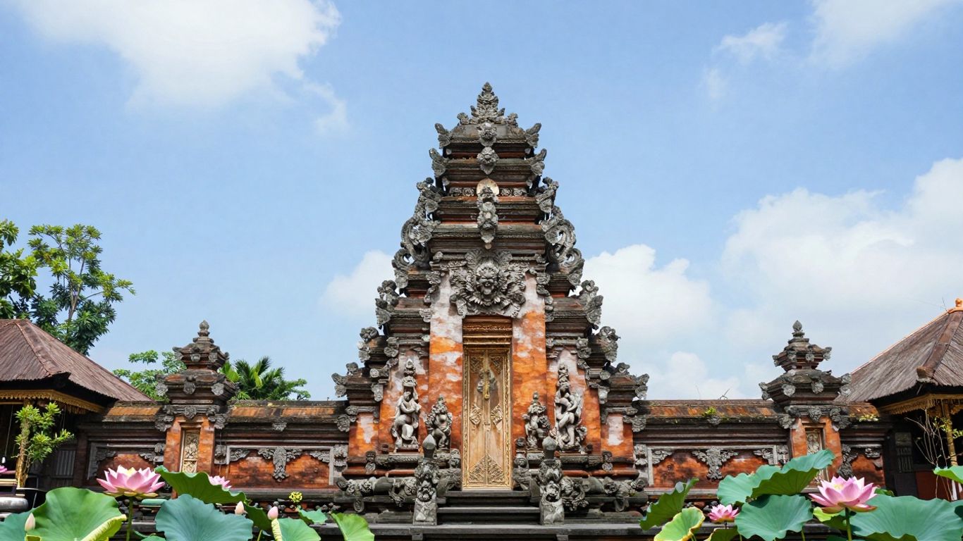 Saraswati Temple in Ubud with lotus ponds.
