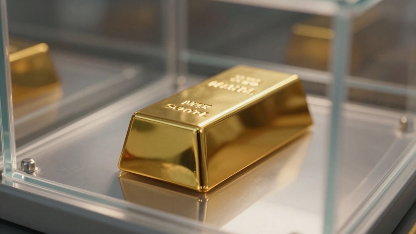 Barre d'or dans un coffre-fort sécurisé.