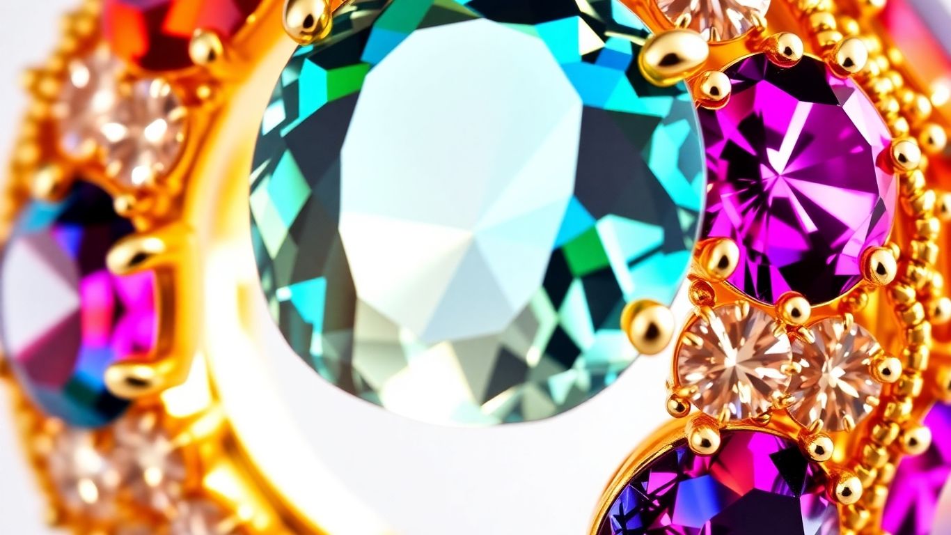 خاتم من الذهب مع أحجار كريمة لامعة.