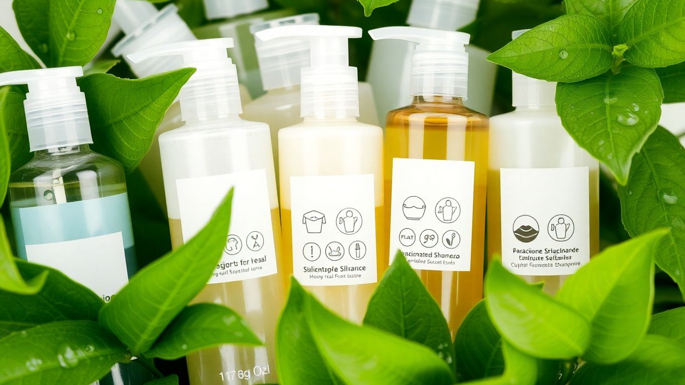 Shampooflaschen ohne Sulfate, Silikone und Parabene