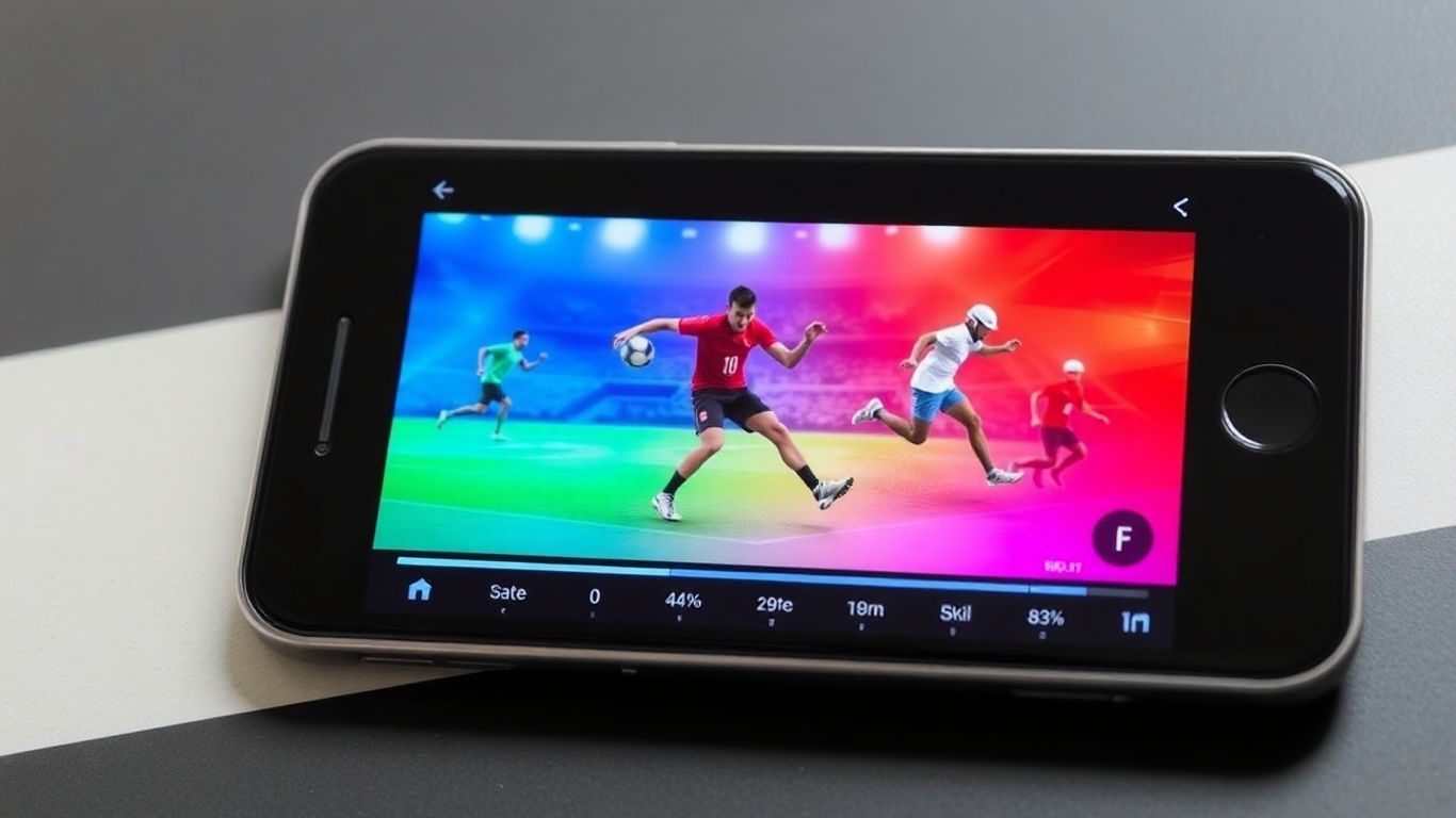 Smartphone zeigt Sport-App mit Video-Timeline