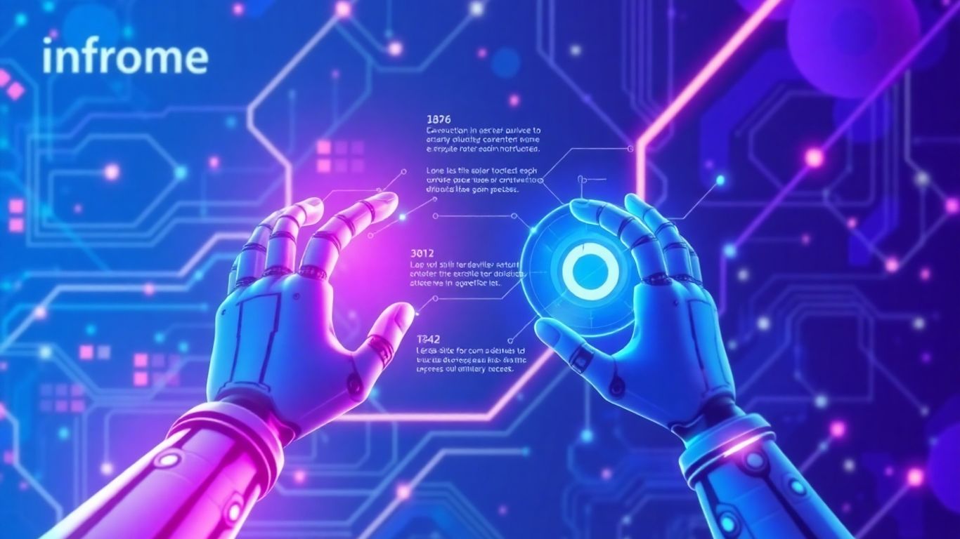 AI test automation infographic with futuristic elements.