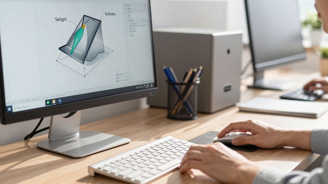 SolidWorks software on a computer screen.