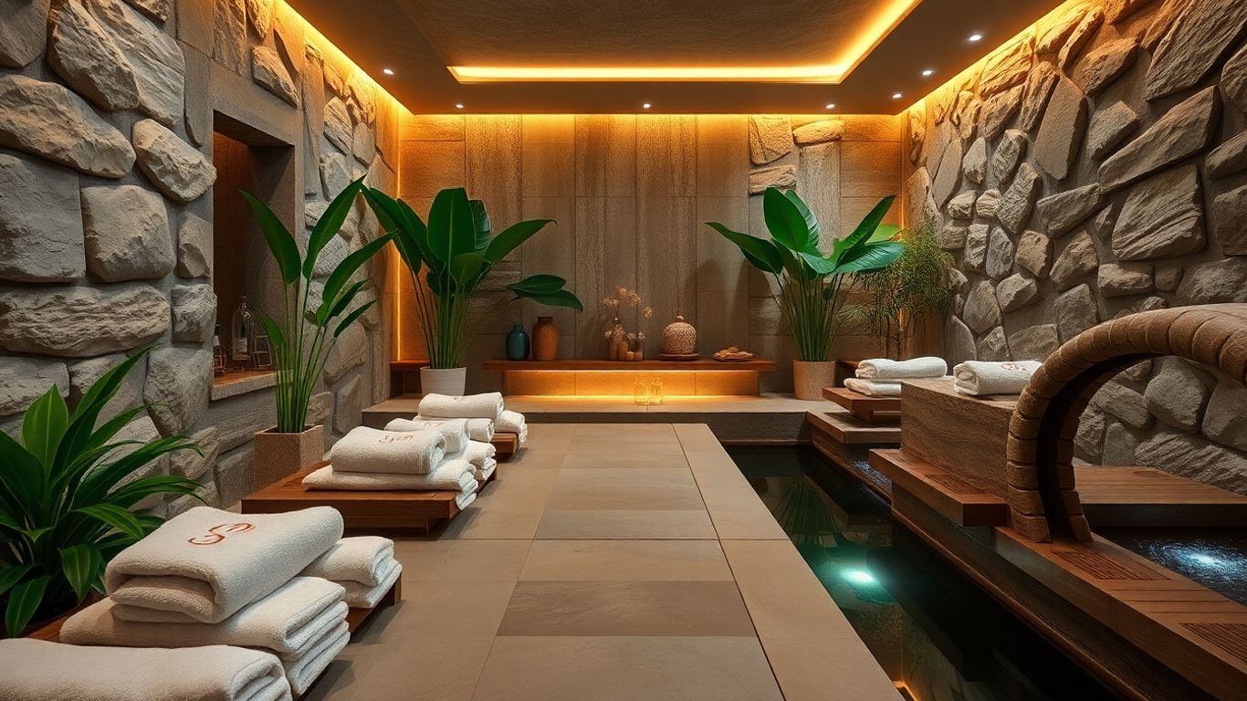 Luxury Australian day spa with natural stones and plants