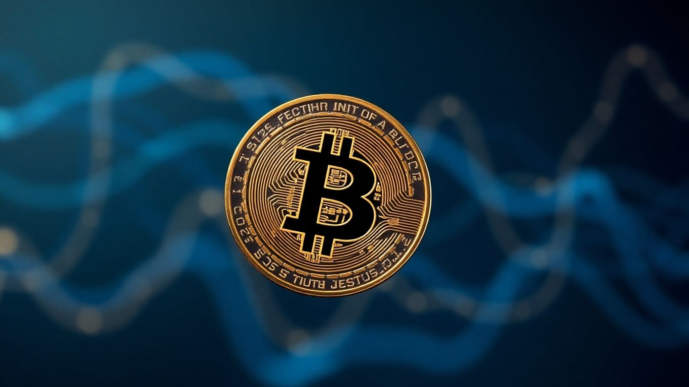 Digital Bitcurrency coin with abstract background.