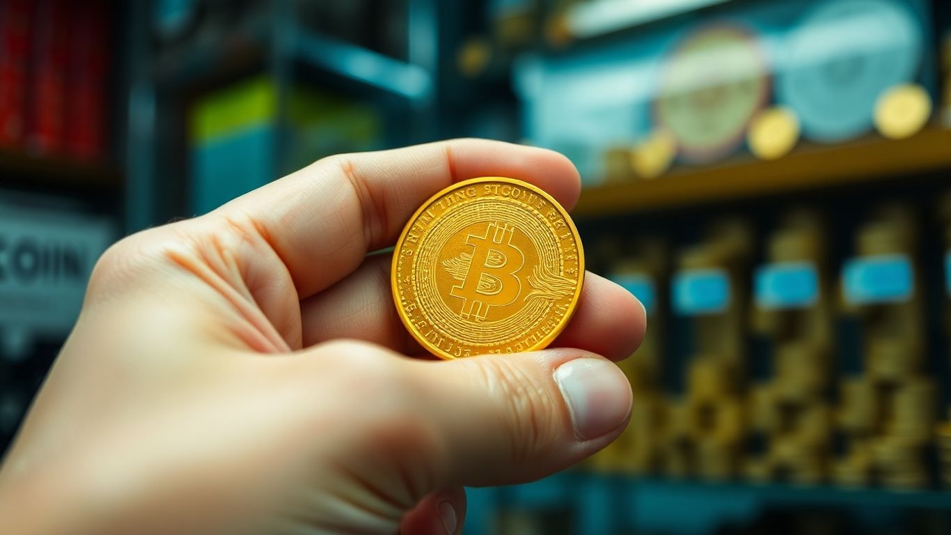 Hand holding a valuable gold coin.