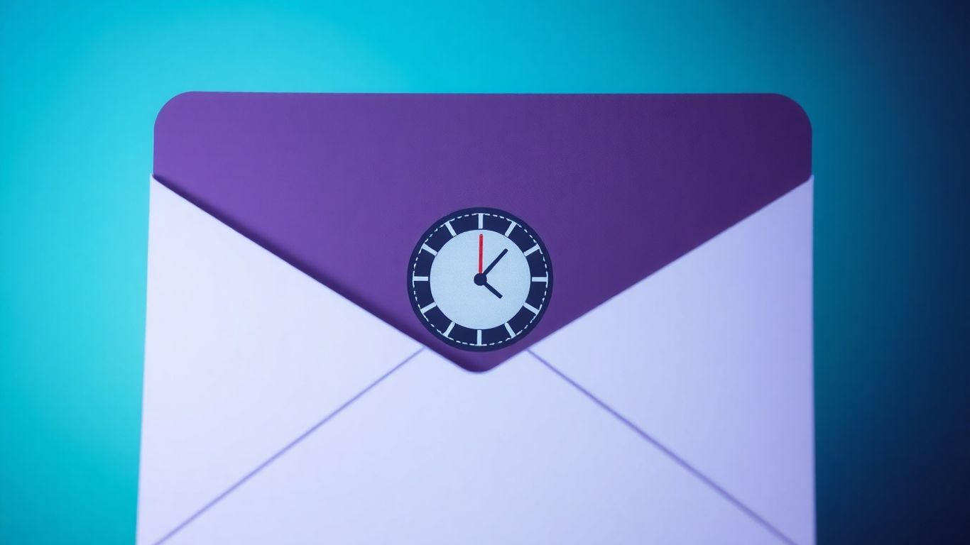 Digital envelope with clock face, suggesting temporary email.