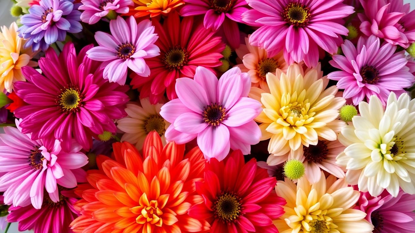 Flores artificiais de alta qualidade em diversas cores.