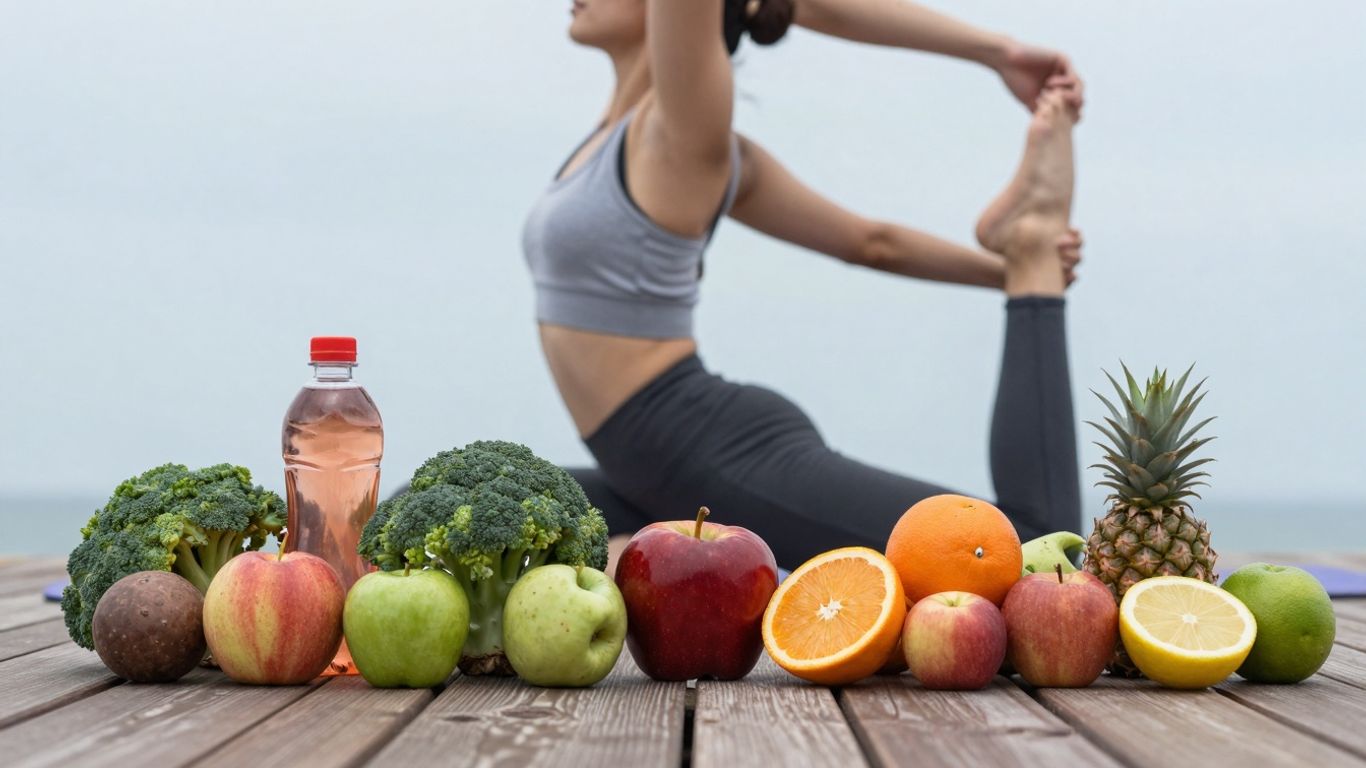 Pessoa comendo frutas e se exercitando para perder gordura visceral.