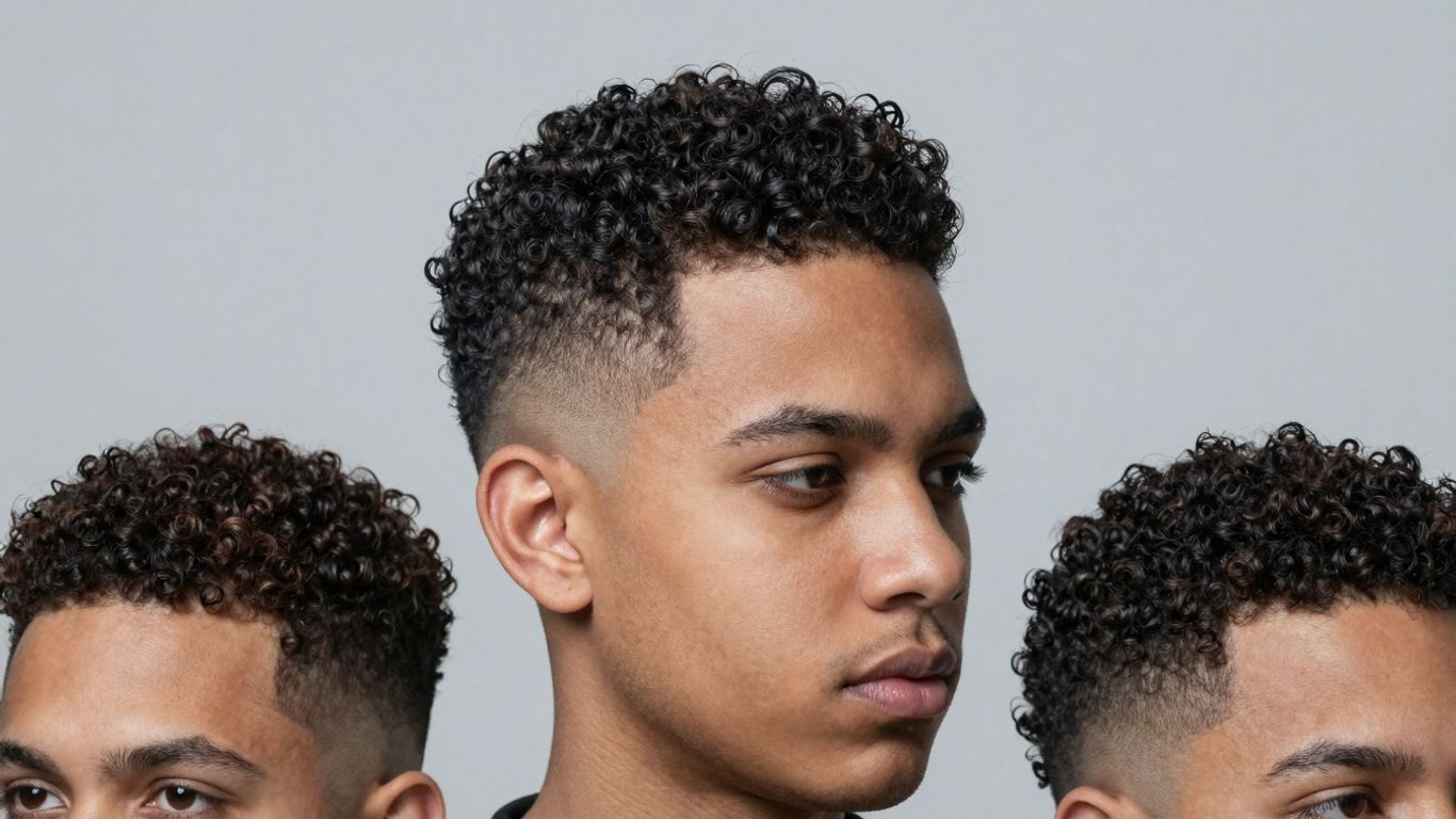 Man with curly hair and a stylish fade haircut.