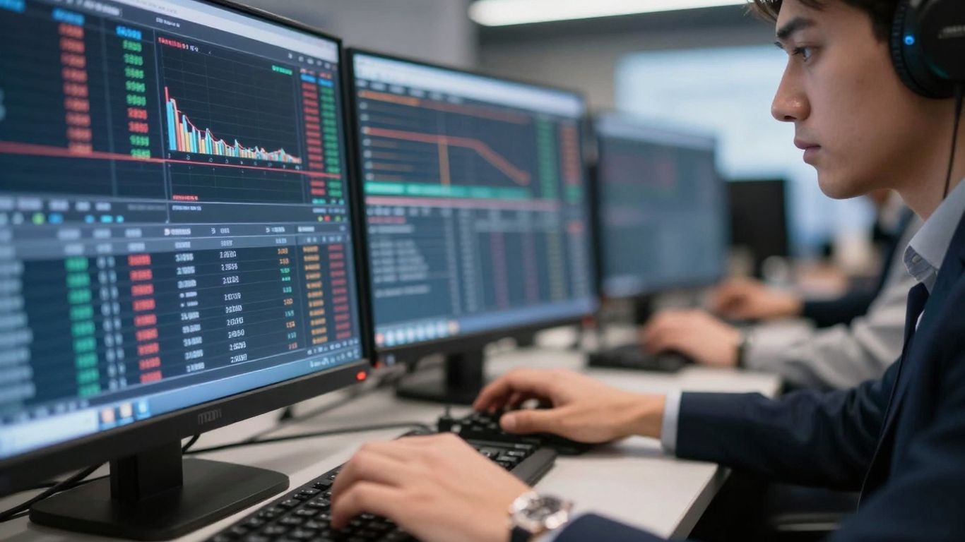 Trader's hands executing rapid trades on a terminal.