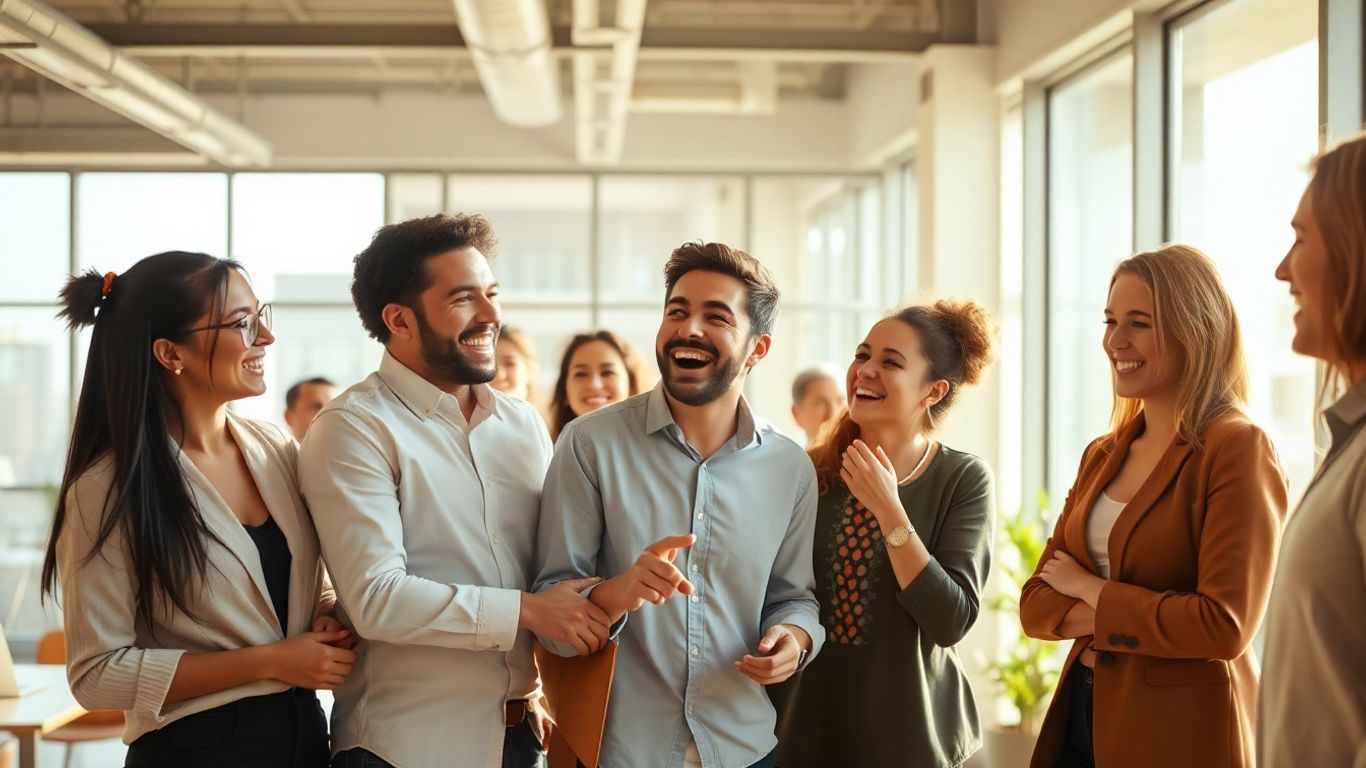 Colleagues enjoying fun activities at work.