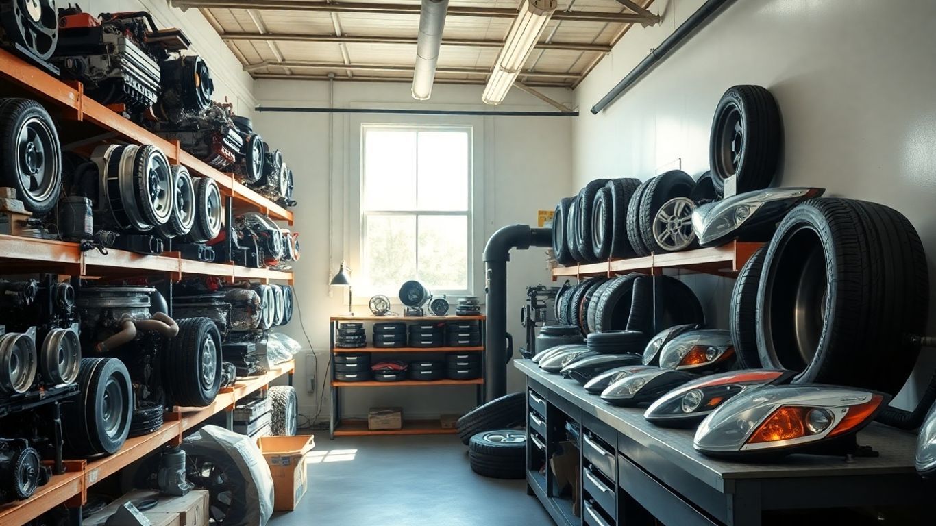 Car parts in a workshop
