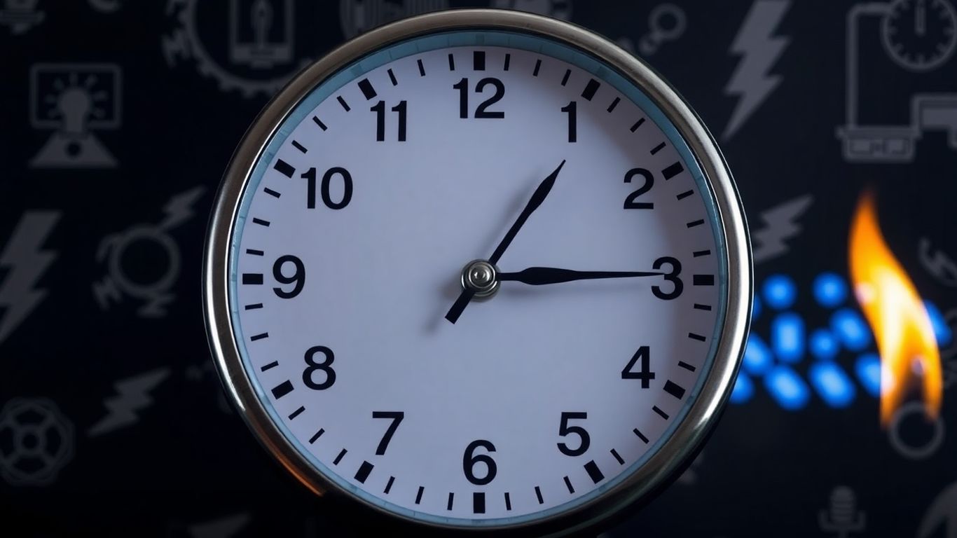 Horloge avec symboles d'électricité et de gaz.