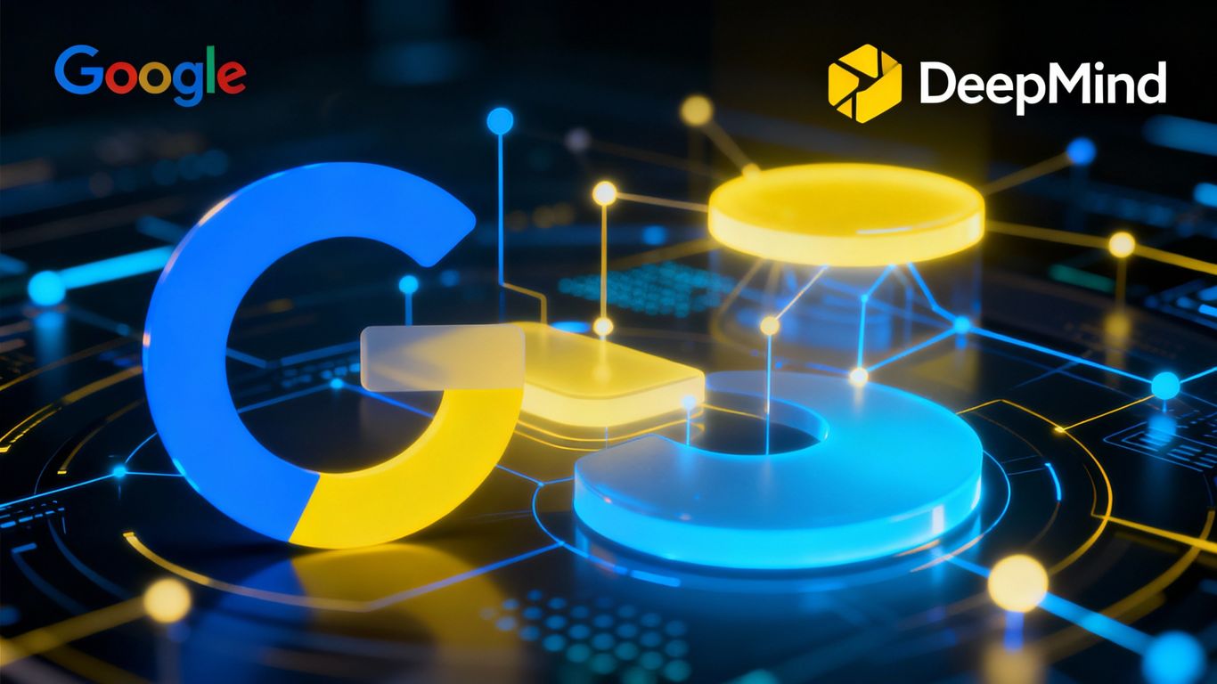 AI marketing interface with Google and DeepMind branding.